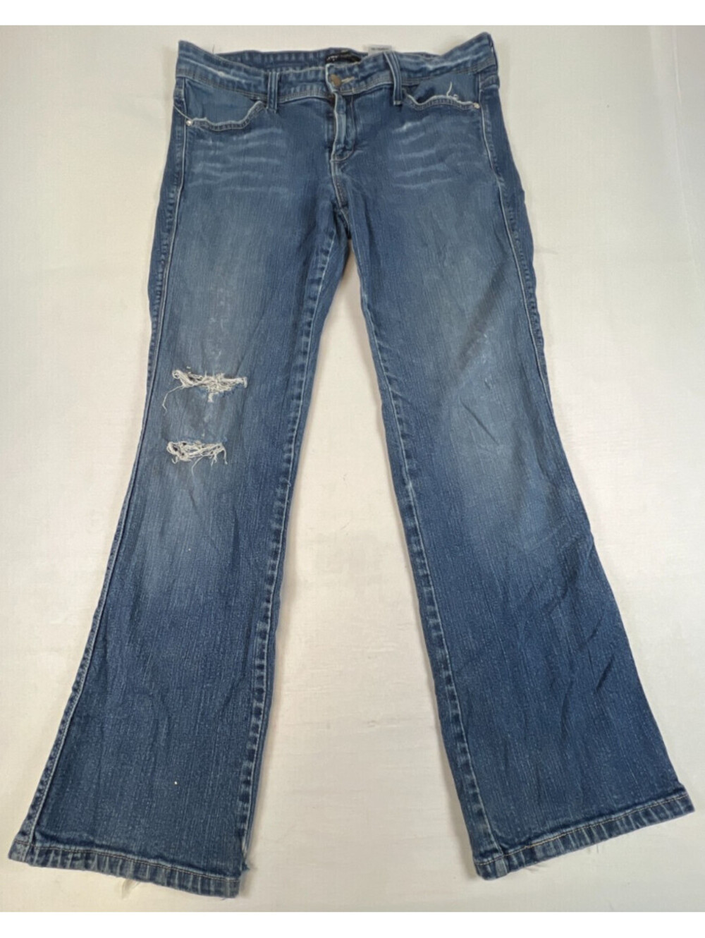 Levi's Women 10M Night Blues Distressed Stretch Denim Jeans Bootcut Blue